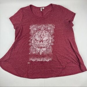 Cato Tshirt Womens XL Red Round Neck Cap Sleeve